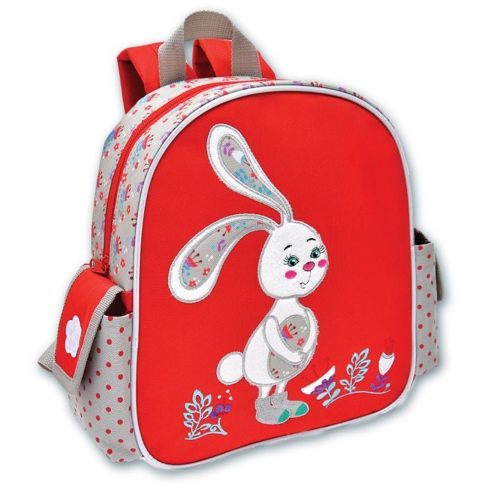 Рюкзак детский Скромный зайка на красном 45941 | Магазин канцтоваров и игрушек Львёнок