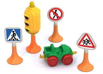 Набор Дорожные знаки №2 светофор, 3 знака, машинка Нордик 886 | Магазин канцтоваров и игрушек Львёнок