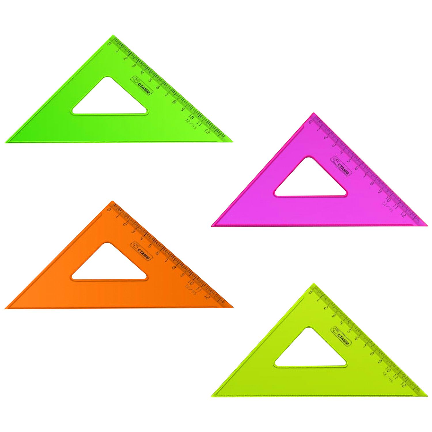 Треугольник 45*120 пластик Neon Cristal 4цв ТК44 | Магазин канцтоваров и игрушек Львёнок