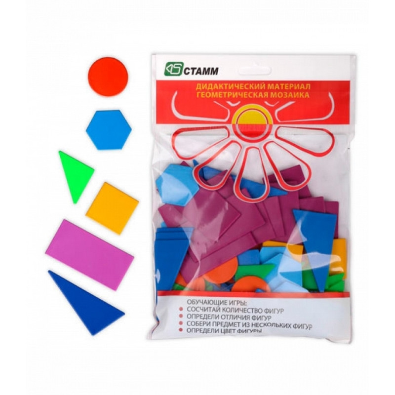 Геометрическая мозаика 80шт пластик Эконом ДМ01 | Магазин канцтоваров и игрушек Львёнок