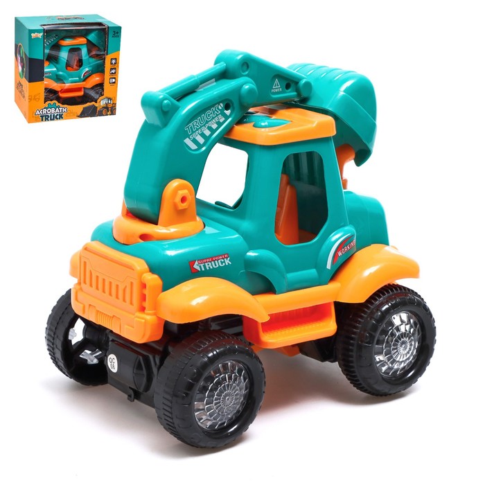 Трактор «Стройка» подвижные детали, свет и звук 7603233 цвет бирюзовый | Магазин канцтоваров и игрушек Львёнок