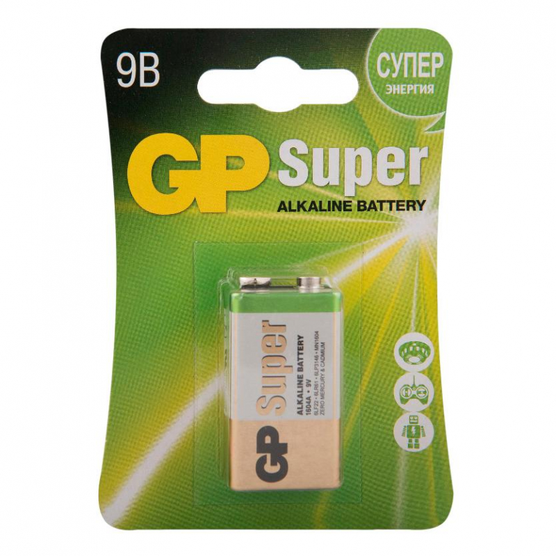 Батарейка  GP Super Крона 1604A/6LF22 | Магазин канцтоваров и игрушек Львёнок