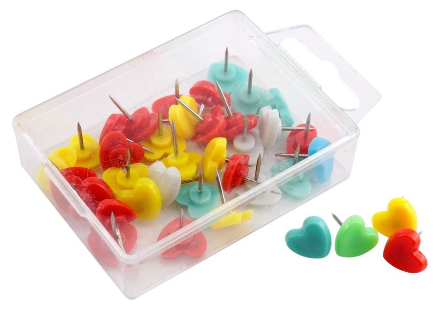 Кнопки силовые  35шт цветные Сердечки, 10256, пласт./к | Магазин канцтоваров и игрушек Львёнок