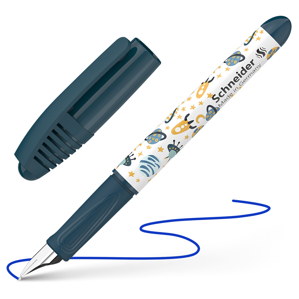 Ручка перьевая "Zippi Space" 1 картридж, грип, темно-синий-белый корпус 168917 синяя | Магазин канцтоваров и игрушек Львёнок