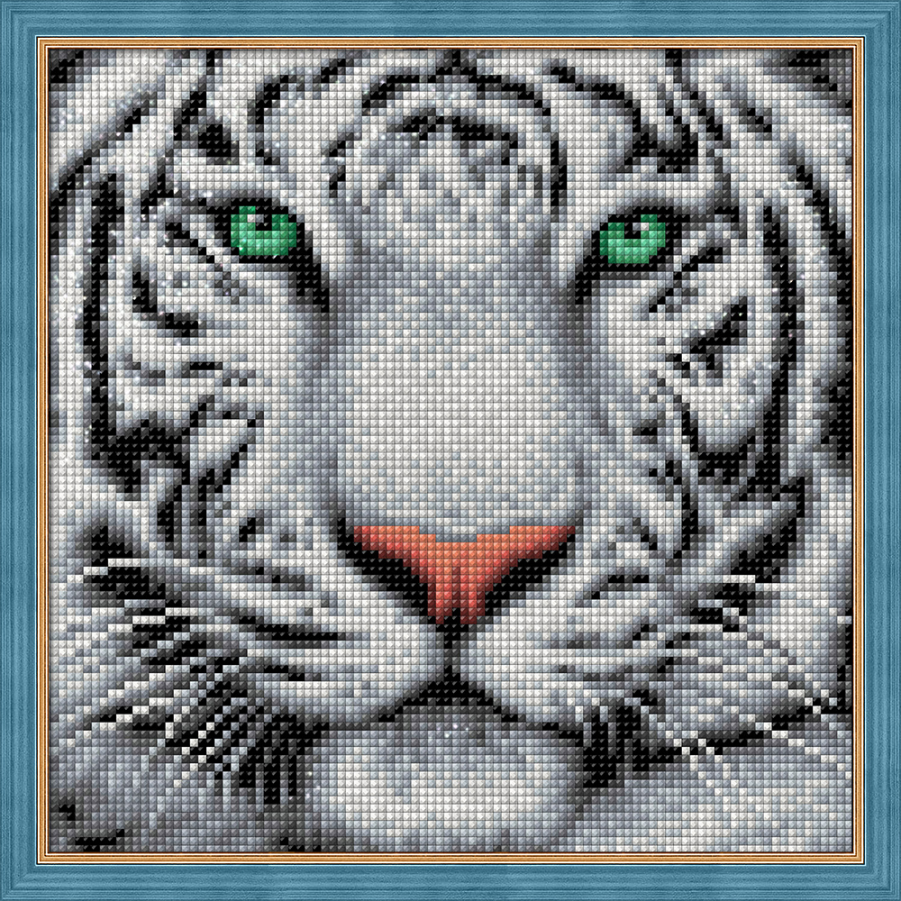 Алмазная мозаика 25х25см "Портрет белого тигра" АЖ-1788 | Магазин канцтоваров и игрушек Львёнок
