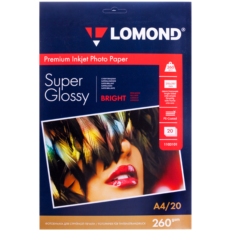 Фотобумага Lomond Super Glossy Bright А4 260г 20л одн. 1103101 | Магазин канцтоваров и игрушек Львёнок