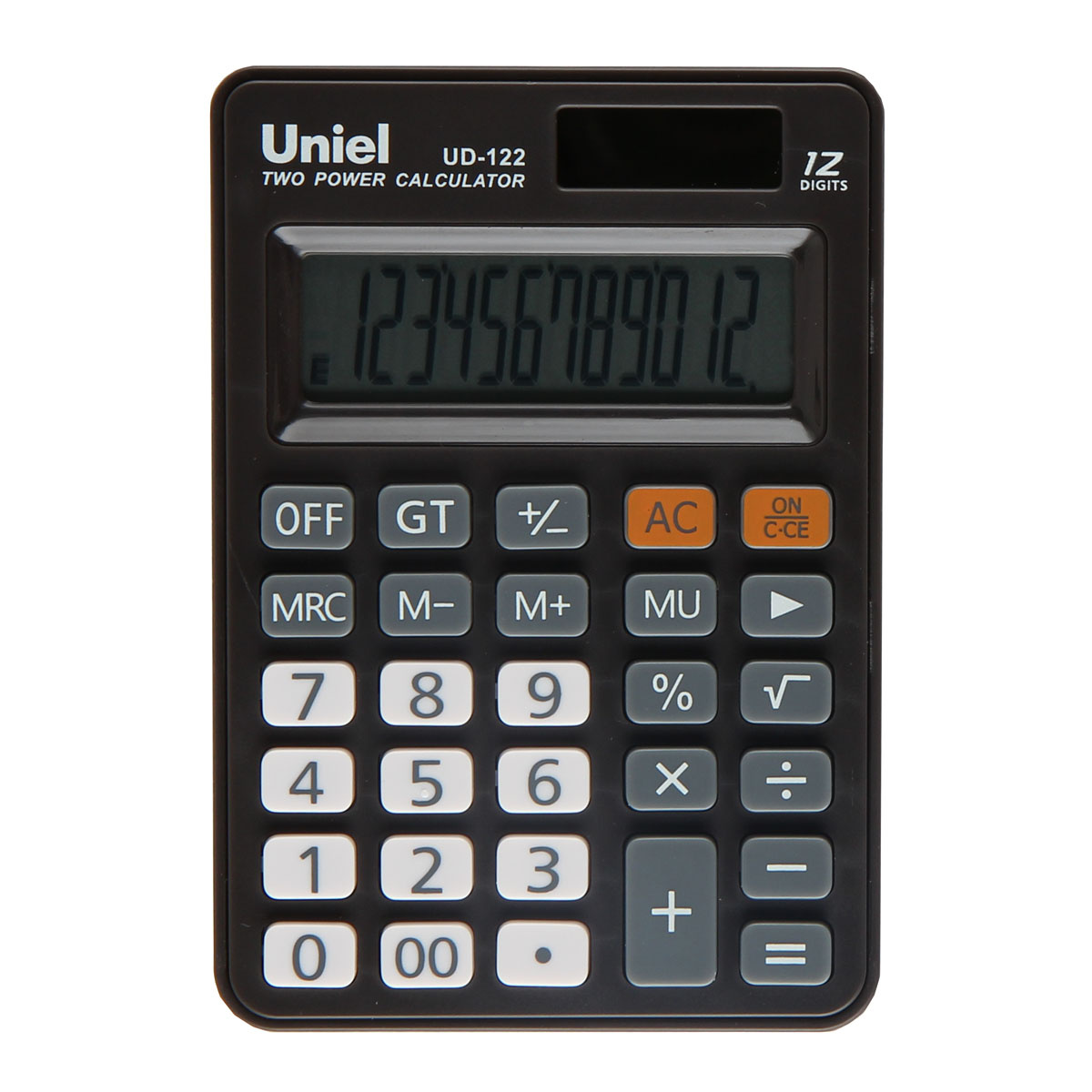 Калькулятор настольный 12 разрядов UD-122 двойное питание 120*83*22мм черный | Магазин канцтоваров и игрушек Львёнок