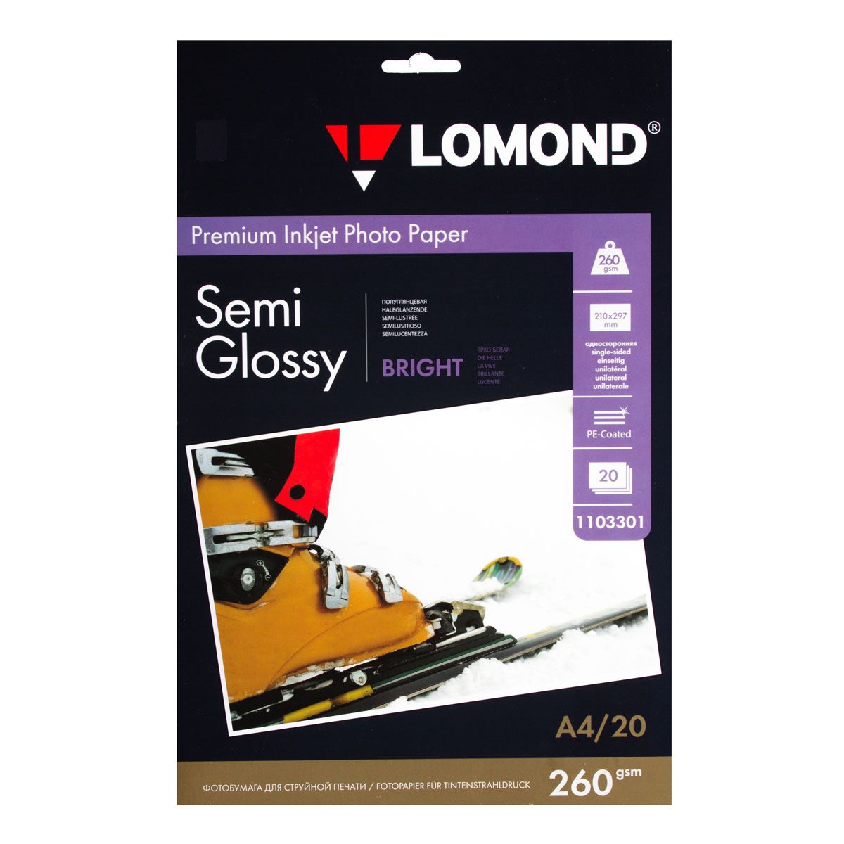 Фотобумага Lomond Semi Glossy Bright А4 260г 20л одн. 1103301 | Магазин канцтоваров и игрушек Львёнок