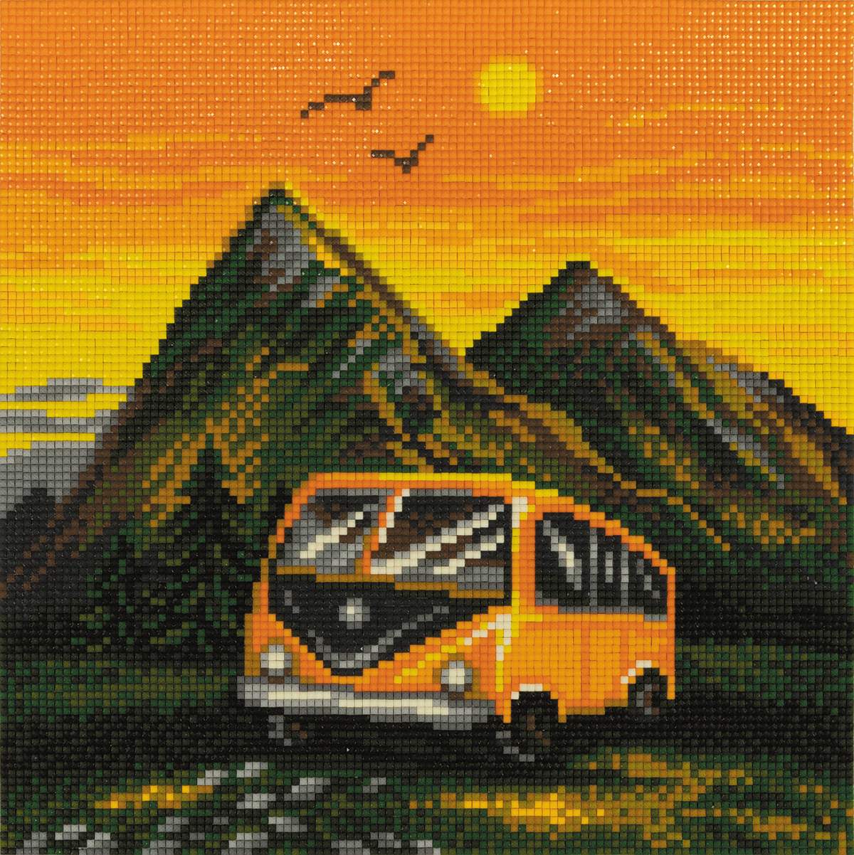 Кристальная (алмазная) мозаика "Жёлтый автобус" 25 х 25 см ALVR-306 | Магазин канцтоваров и игрушек Львёнок