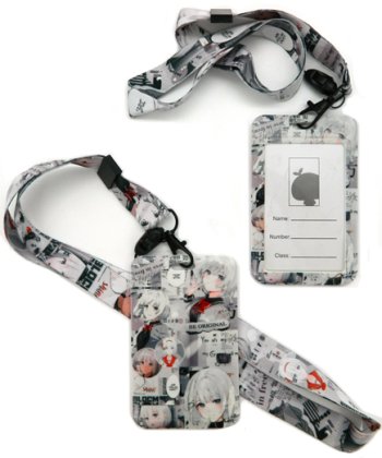 Бейдж с лентой А7 "Аниме девушка" 1 карман CY-71 светло-серый | Магазин канцтоваров и игрушек Львёнок