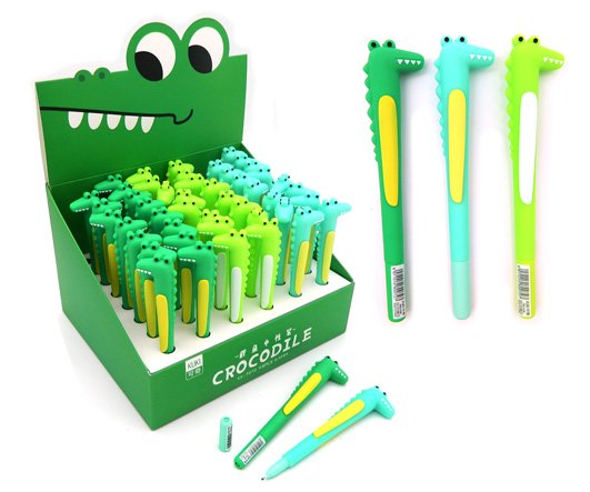 Ручка гелевая 0,5мм Крокодил KK-7072 синяя | Магазин канцтоваров и игрушек Львёнок