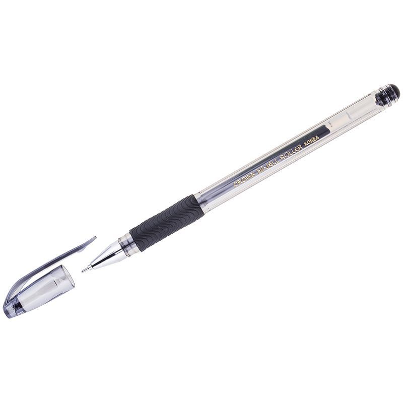 Ручка гелевая 0,7мм, грип Hi-Jell Needle Grip HJR-500RNB черная | Магазин канцтоваров и игрушек Львёнок