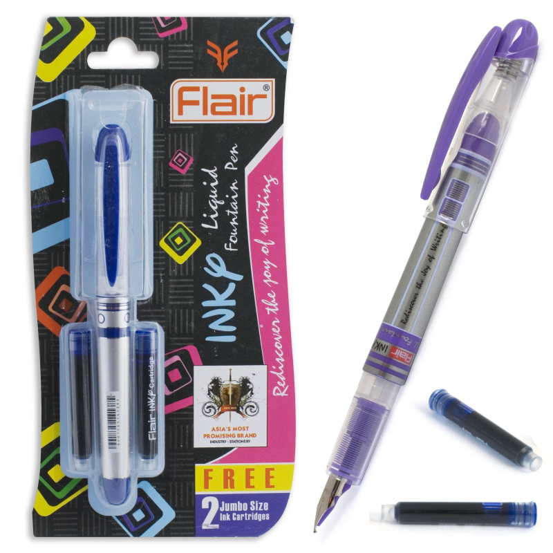 Ручка перьевая +2 капсулы F-1105 синяя | Магазин канцтоваров и игрушек Львёнок