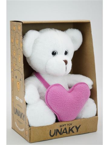 Мягкая игрушка в подарочной коробке Медвежонок Кавьяр 24/32см сердце флис розовый 0913424S-33M | Магазин канцтоваров и игрушек Львёнок