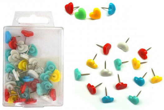 Кнопки силовые  35шт цветные Сердечки, 10256, пласт./к | Магазин канцтоваров и игрушек Львёнок