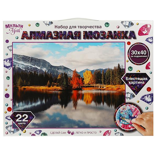 Алмазная мозаика 30*40см с полным заполнением на подрамнике "Озеро в горах" AM30X40-MULTI20 | Магазин канцтоваров и игрушек Львёнок