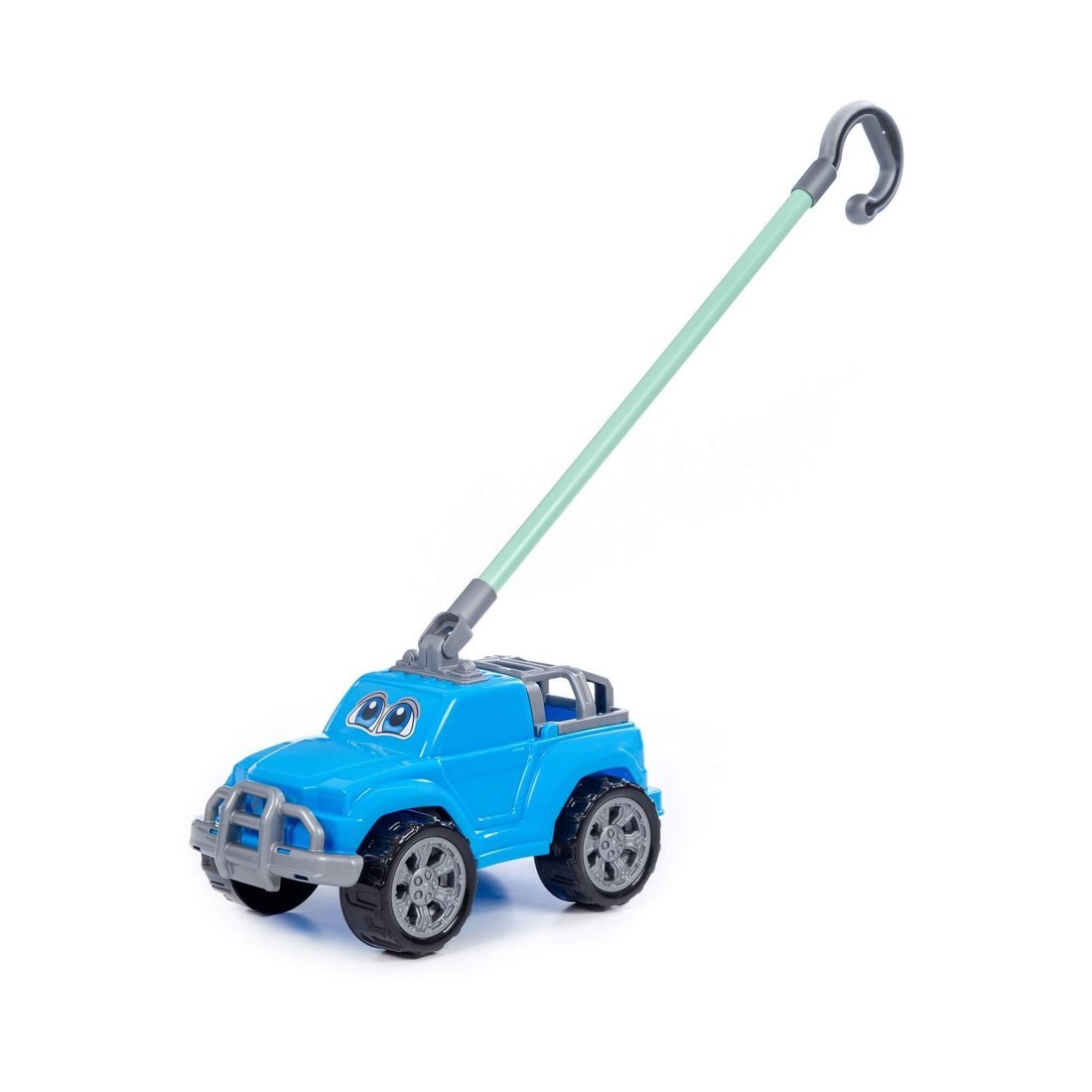 Автомобиль-каталка Дени с ручкой голубой 74994 | Магазин канцтоваров и игрушек Львёнок