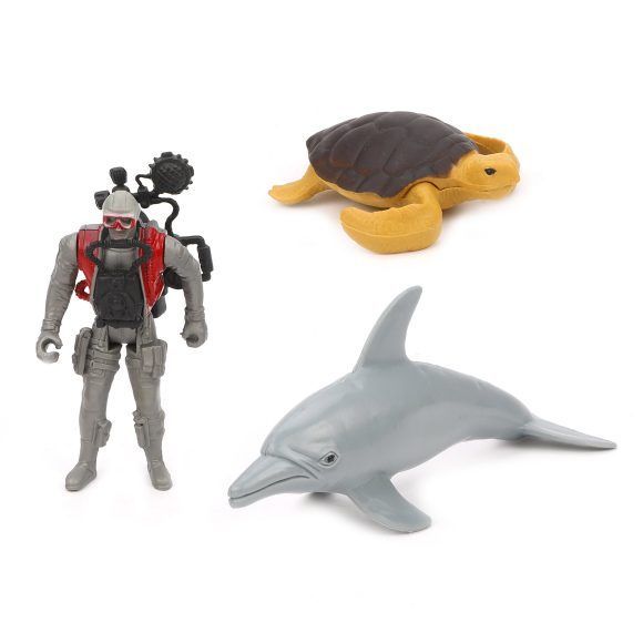 Набор фигурок Подводный мир,фигурка водолаза 9см,дельфин,черепаха,пакет,М9298 | Магазин канцтоваров и игрушек Львёнок