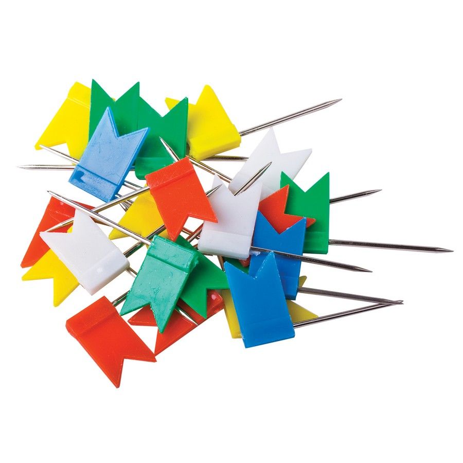 Кнопки гвоздики 35шт Флажки  1010 цветные | Магазин канцтоваров и игрушек Львёнок