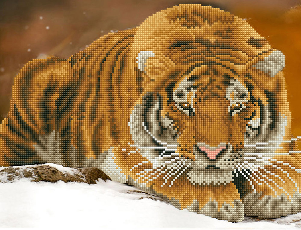  Кристальная (алмазная) мозаика 42х32см "Амурский тигр" ALV-15 | Магазин канцтоваров и игрушек Львёнок