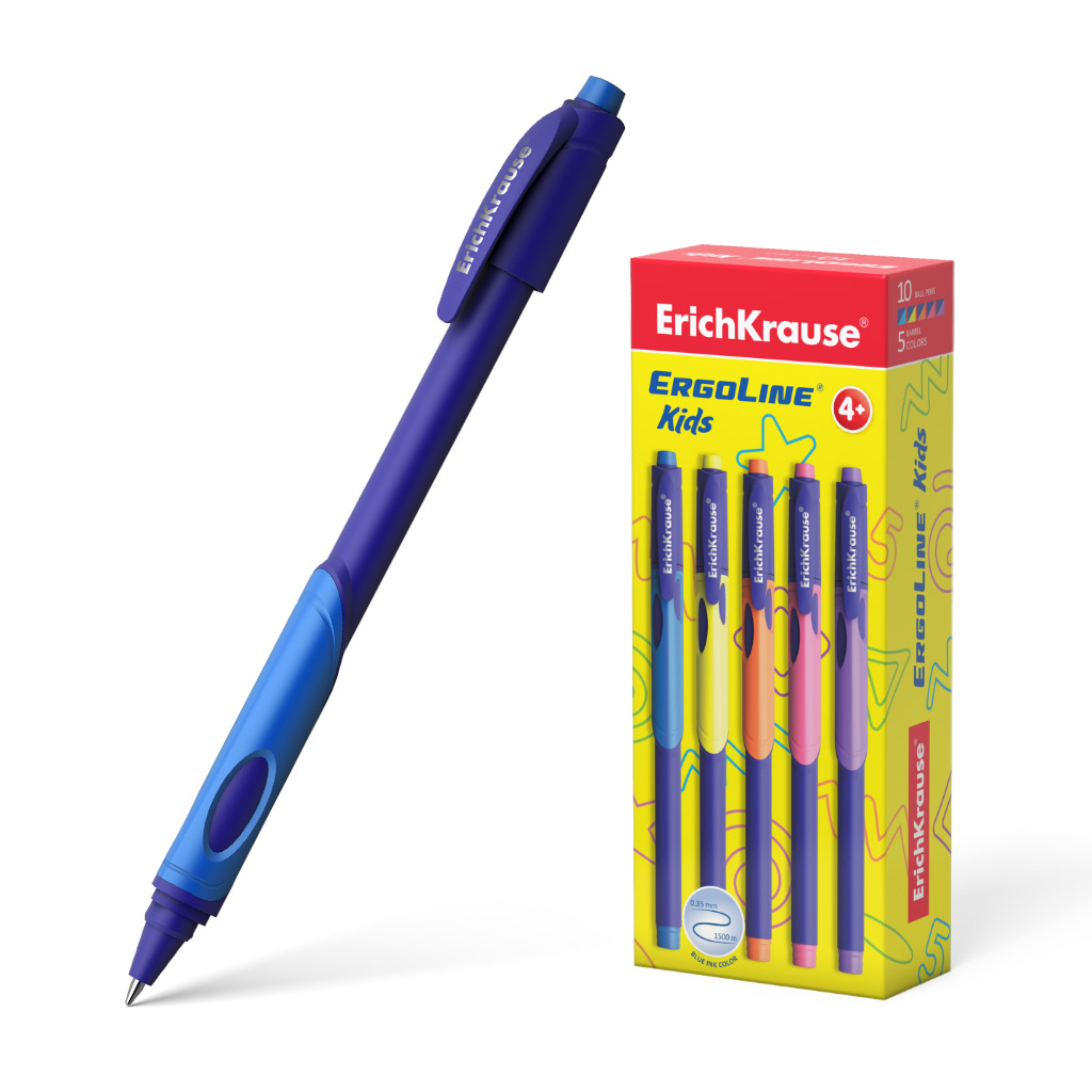 Ручка шариковая 0,7мм Ultra Glide ErgoLine Kids 41540 синяя | Магазин канцтоваров и игрушек Львёнок