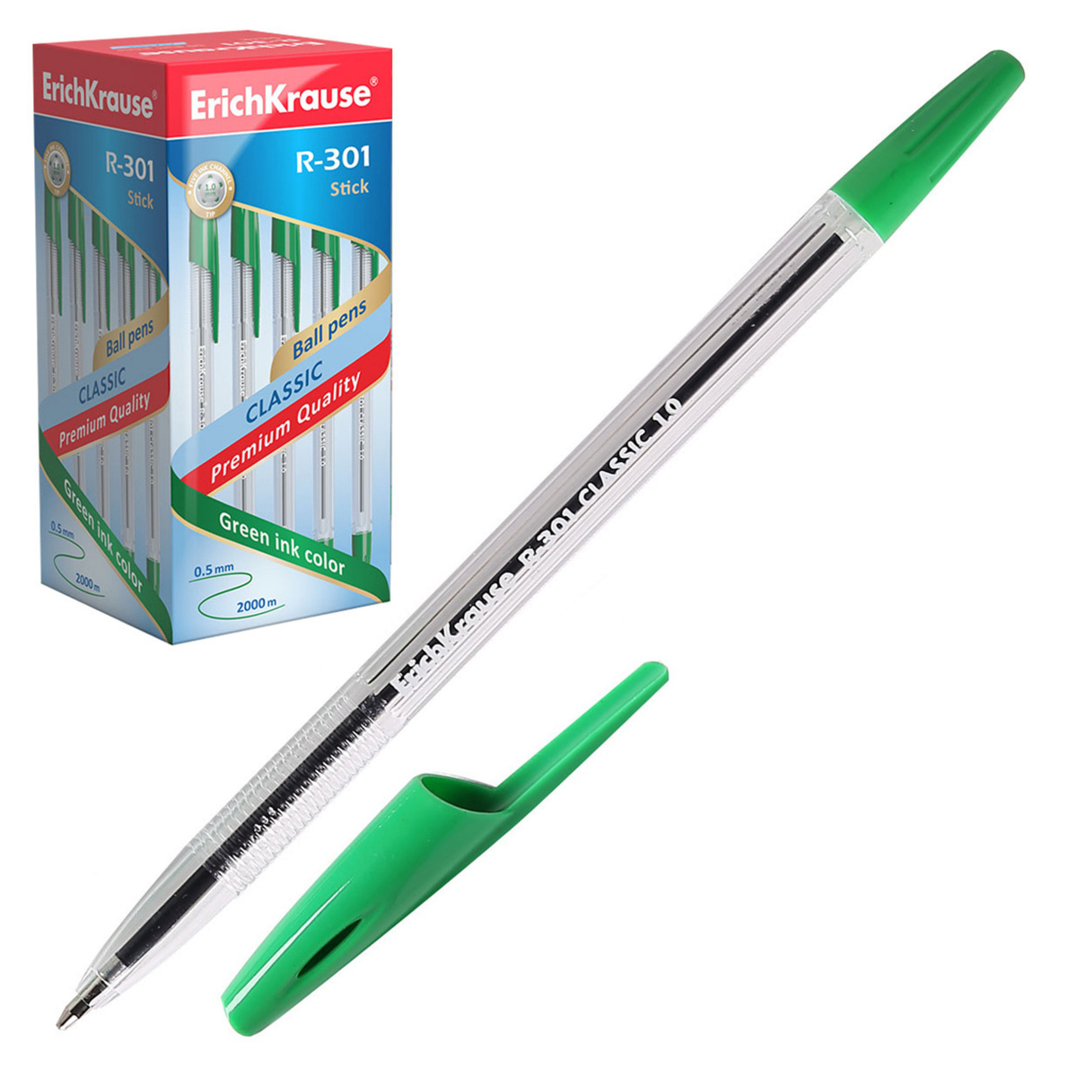 Ручка шариковая 1,0мм R-301 43187 зеленая | Магазин канцтоваров и игрушек Львёнок