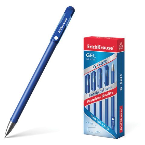 Ручка гелевая 0,38мм G-Soft синяя | Магазин канцтоваров и игрушек Львёнок