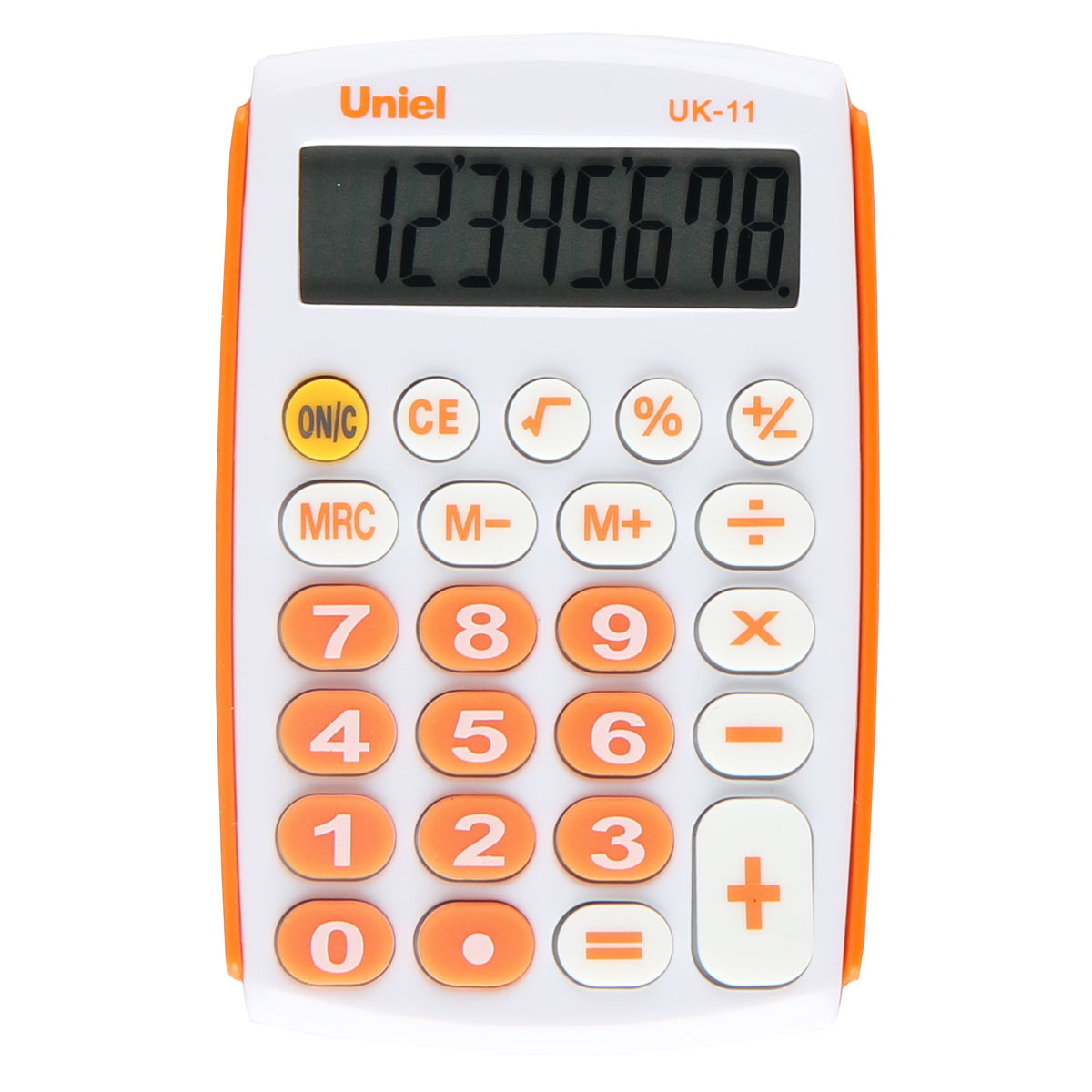 Калькулятор карманный 8 разрядов UK-11O питание от батарейки 97*62*11мм оранжевый/белый | Магазин канцтоваров и игрушек Львёнок