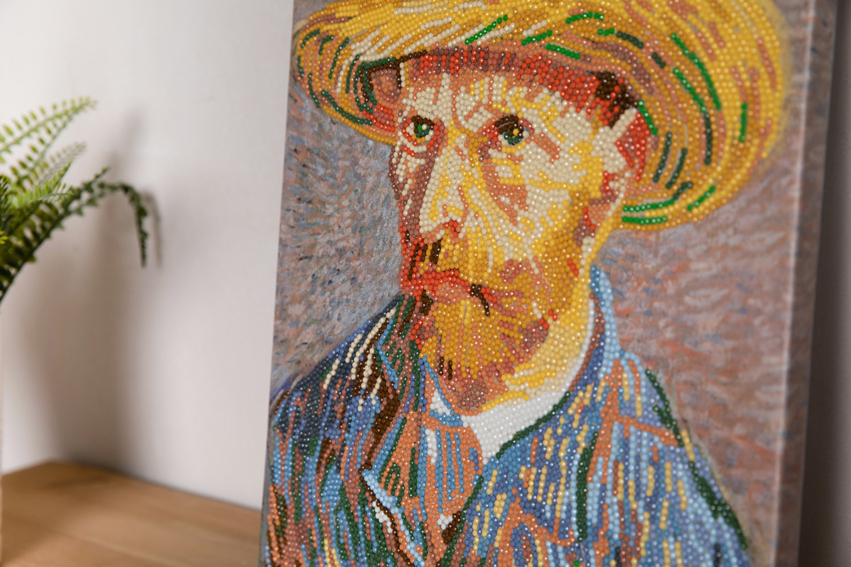  Кристальная (алмазная) мозаика 30х40см на подрамнике "Автопортрет в соломенной шляпе, Винсент ван Гог" MET-ALPD-027 | Магазин канцтоваров и игрушек Львёнок