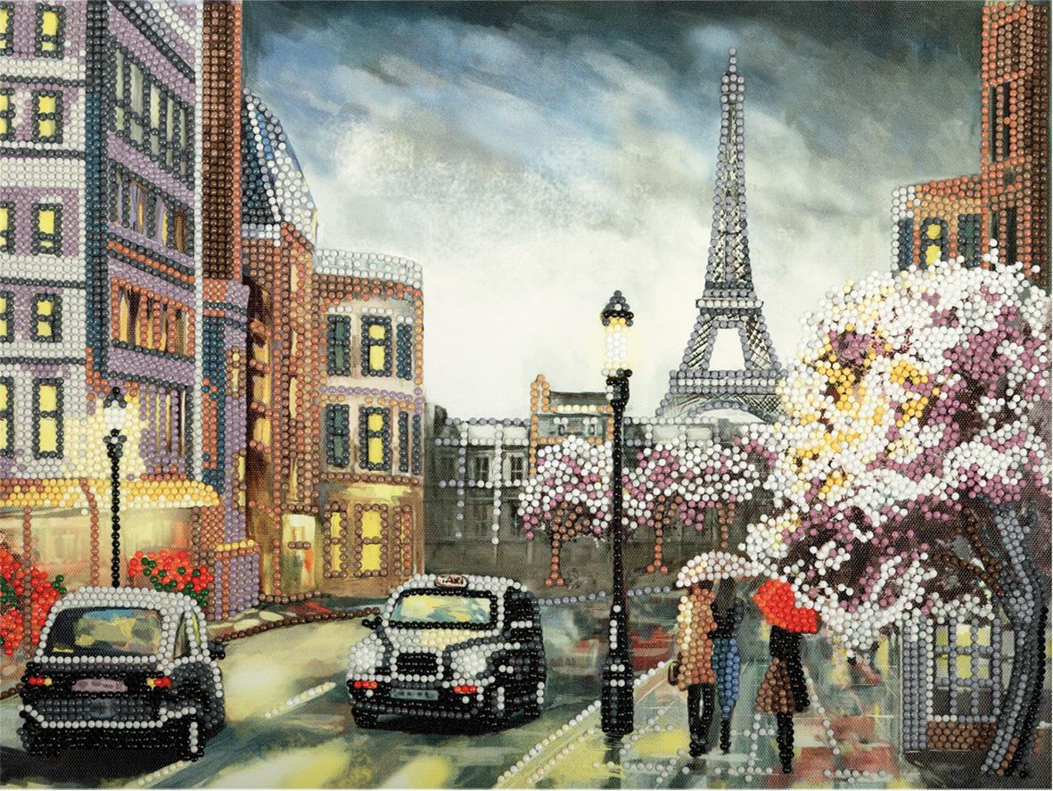  Кристальная (алмазная) мозаика 40х30см на подрамнике "Дождь в Париже" ALPD-004 | Магазин канцтоваров и игрушек Львёнок