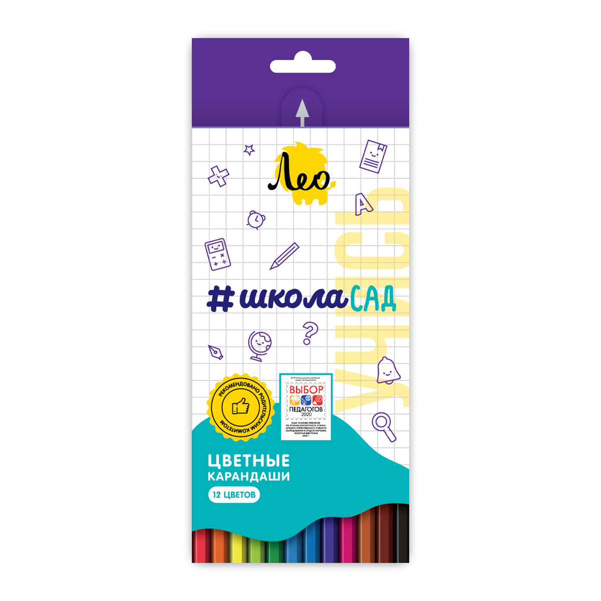 Набор цветных карандашей 12цв "Учись" заточенный LSCP-12 | Магазин канцтоваров и игрушек Львёнок
