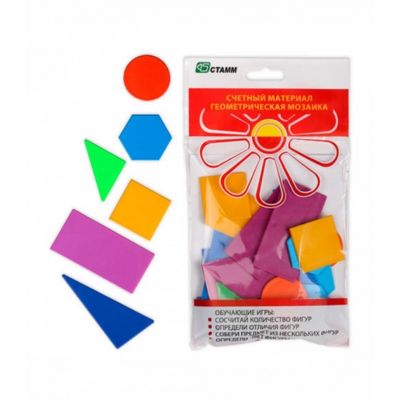 Геометрическая мозаика 24шт пластик Супер-эконом ДМ03 | Магазин канцтоваров и игрушек Львёнок