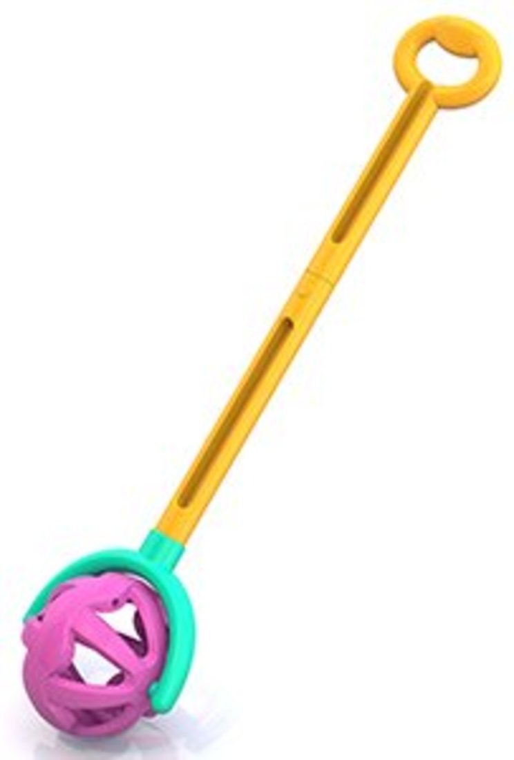 Каталка с ручкой Шарик желто-фиолетовая 762/2 | Магазин канцтоваров и игрушек Львёнок