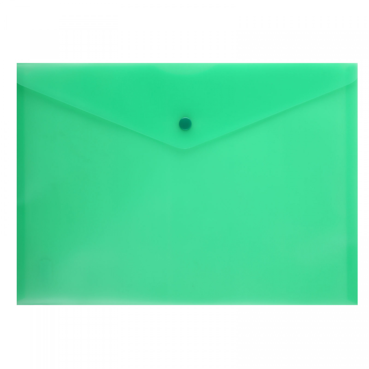 Папка-конверт на кнопке А4 (240*340мм) 0,18мм 212682 полупрозрачная зеленая | Магазин канцтоваров и игрушек Львёнок