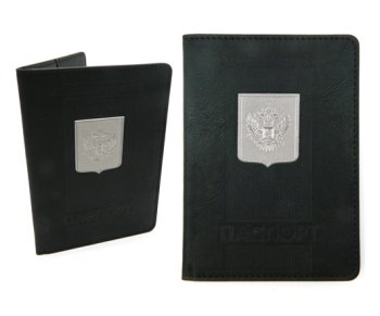 Обложка для паспорта с металлическим гербом CE-6024/CB-390 черный | Магазин канцтоваров и игрушек Львёнок