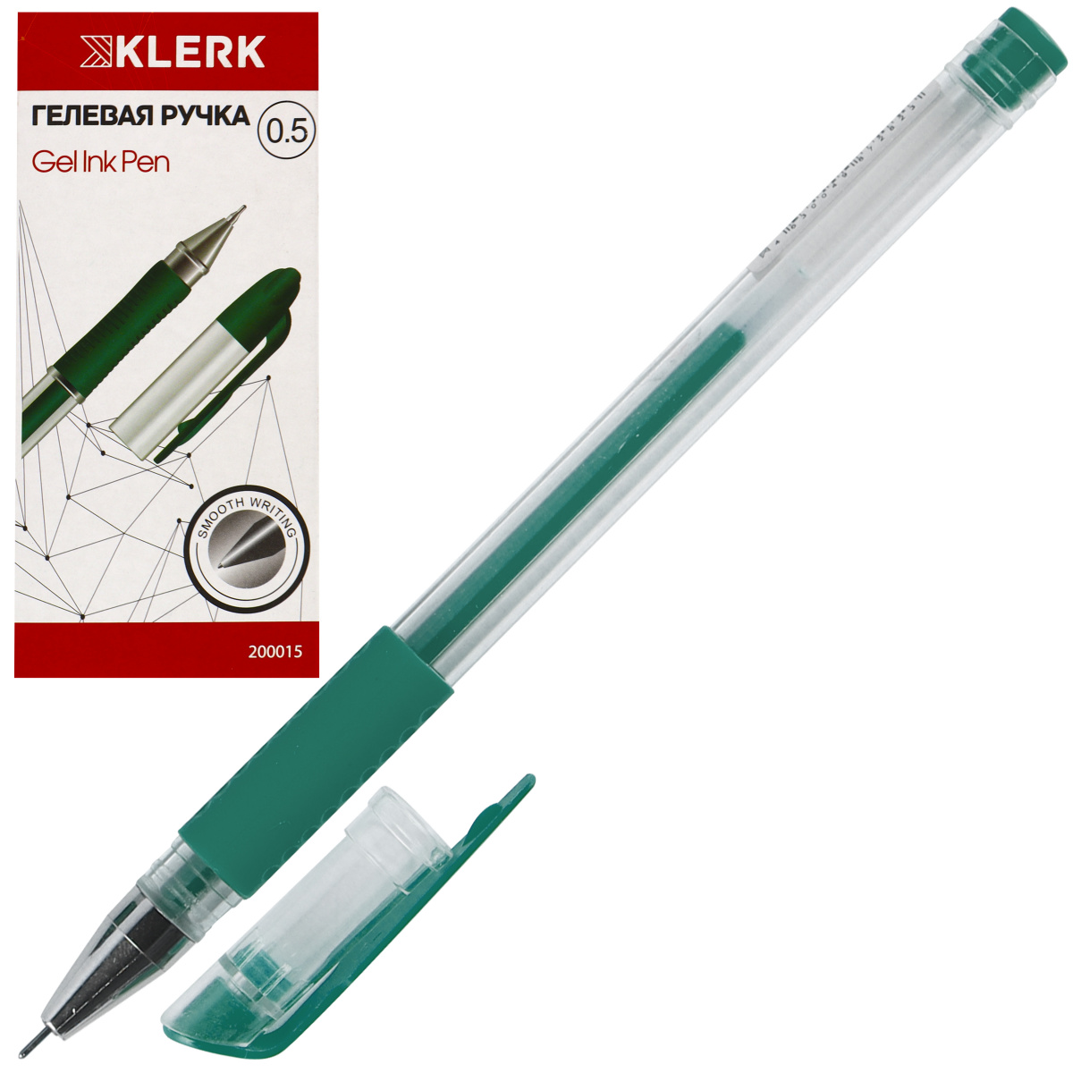 Ручка гелевая 0,5мм резиновый манжет 200015 зеленая | Магазин канцтоваров и игрушек Львёнок