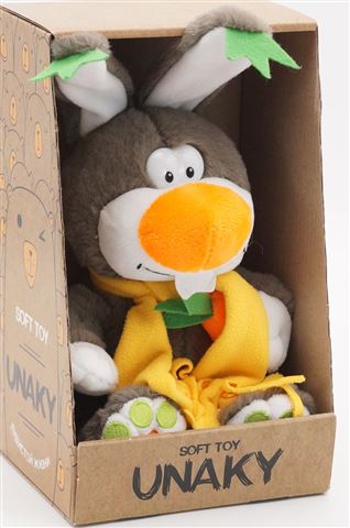 Мягкая игрушка в подарочной коробке Кролик Топ в жёлтом шарфе  18/30см 0795018-67K | Магазин канцтоваров и игрушек Львёнок