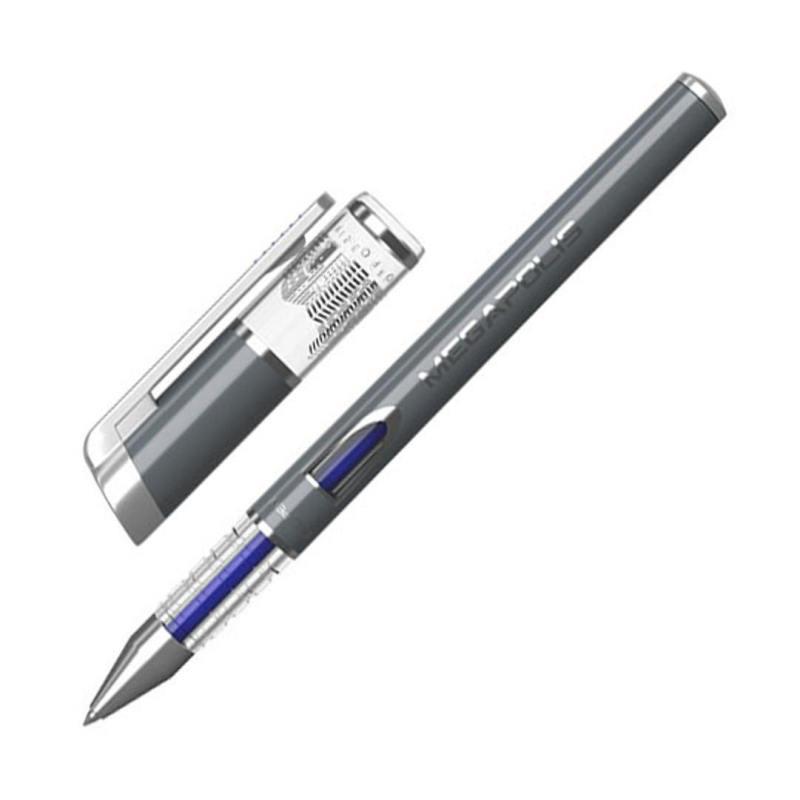 Ручка гелевая 0,5 Megapolis стальн корп EK 92 синяя к/к | Магазин канцтоваров и игрушек Львёнок