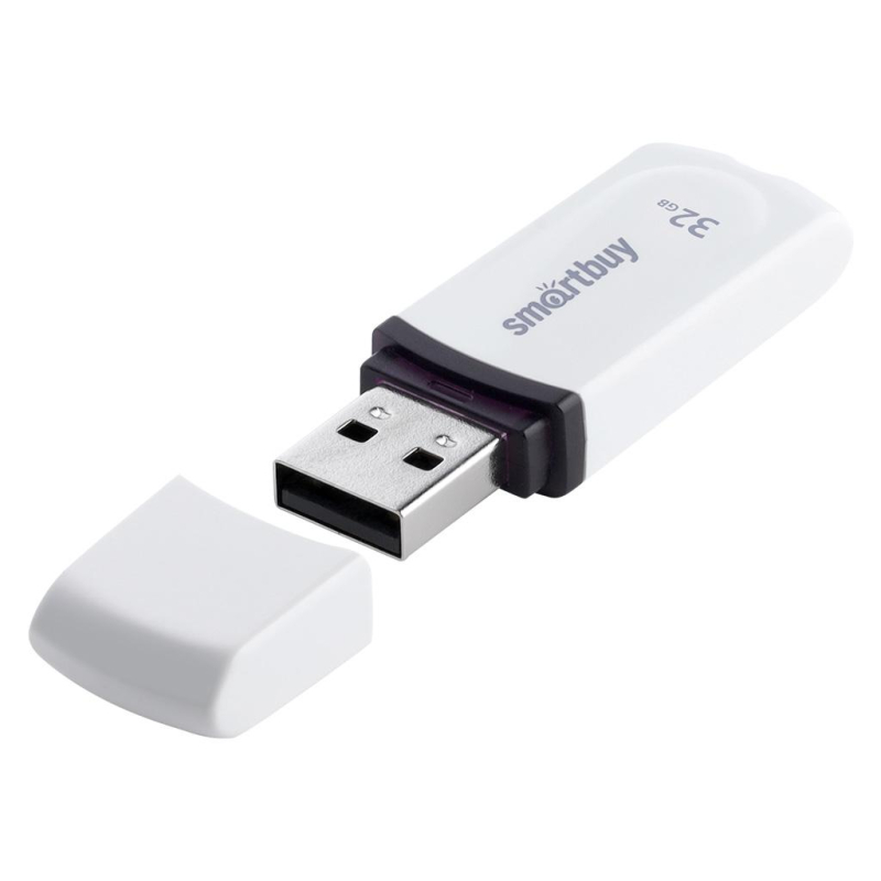 Флешка USB 2.0 32gb SB32GBPN-W Smartbuy | Магазин канцтоваров и игрушек Львёнок