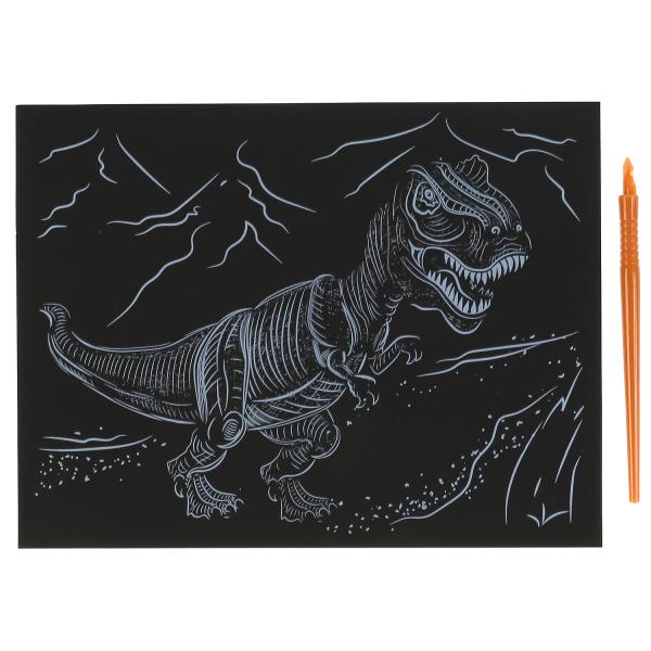 Гравюра Динозавр серебряная 18*24см 100SCRATCHART-SILV-DINO | Магазин канцтоваров и игрушек Львёнок