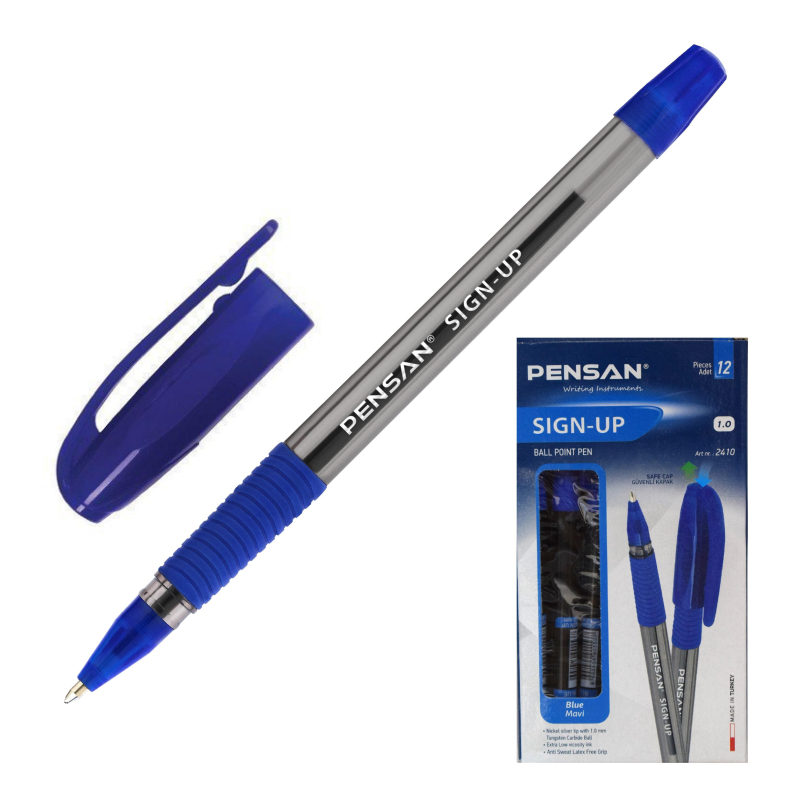 Ручка шариковая 1,0мм SIGN-UP 2410 синяя | Магазин канцтоваров и игрушек Львёнок
