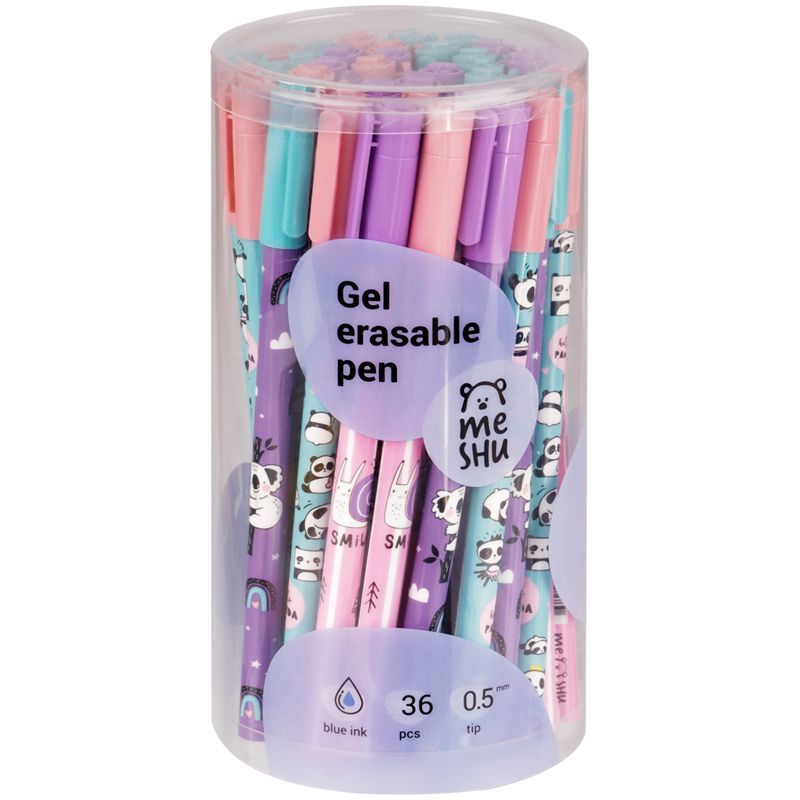 Ручка гелевая 0,5мм стираемая "Panda Team" MS_65961 синяя, корпус ассорти | Магазин канцтоваров и игрушек Львёнок