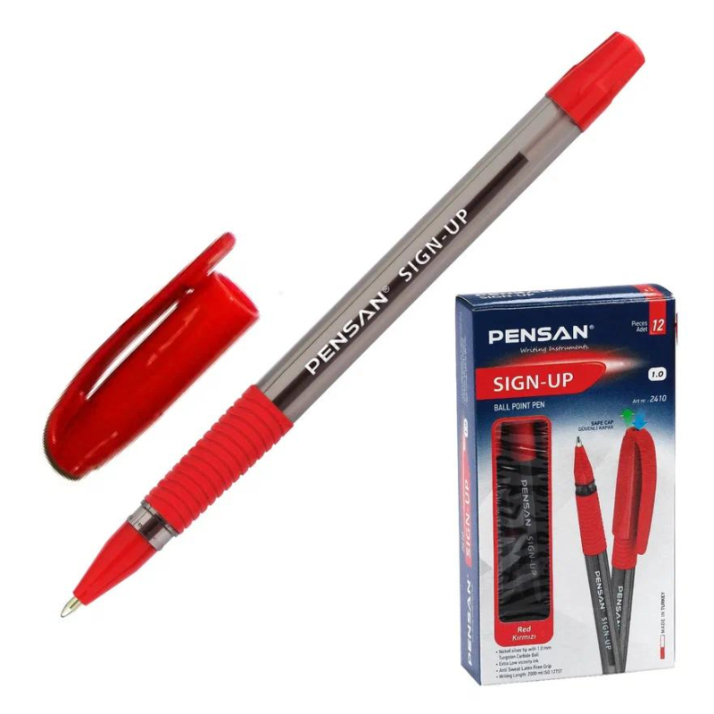 Ручка шариковая 1,0мм SIGN-UP масло 2410/12 красная | Магазин канцтоваров и игрушек Львёнок