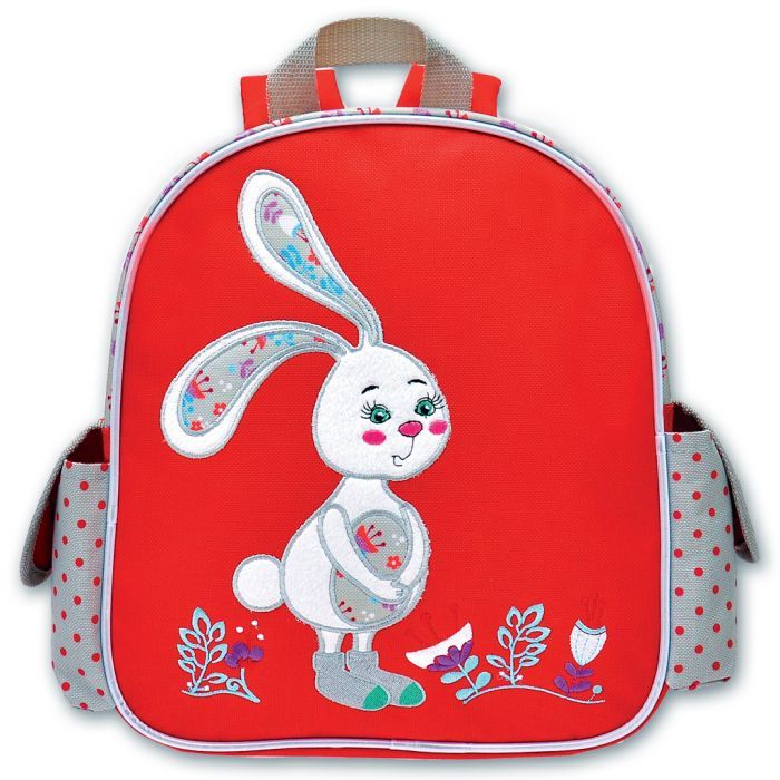 Рюкзак детский Скромный зайка на красном 45941 | Магазин канцтоваров и игрушек Львёнок