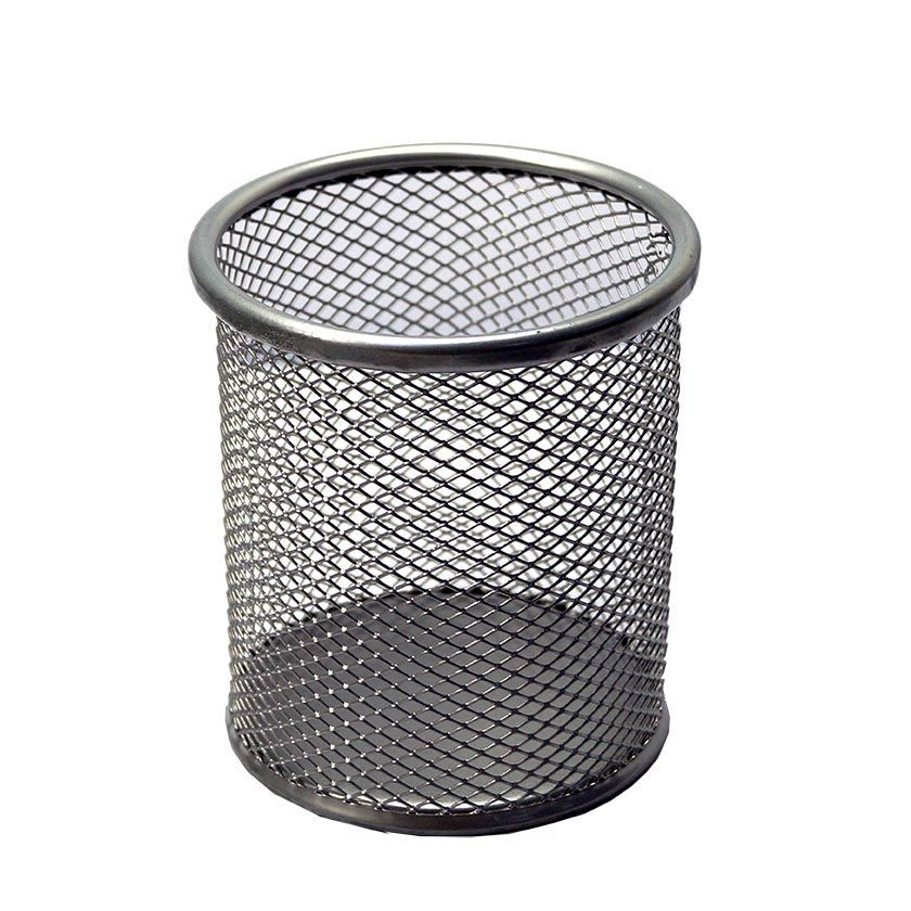 Подставка стакан "Сетка" Цилиндр металл d-9см8331-2 серебро | Магазин канцтоваров и игрушек Львёнок