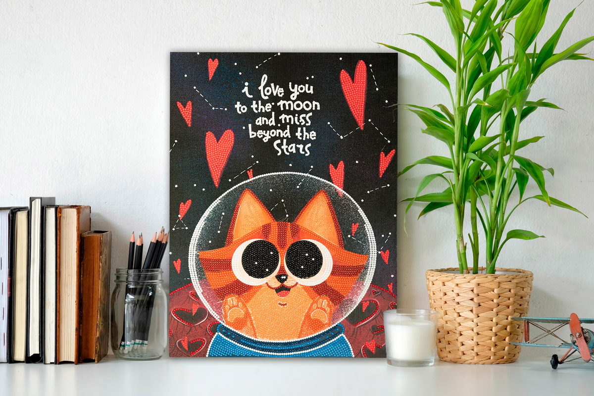  Кристальная (алмазная) мозаика 30х40см постер "Космический кот" ALBP-252 | Магазин канцтоваров и игрушек Львёнок