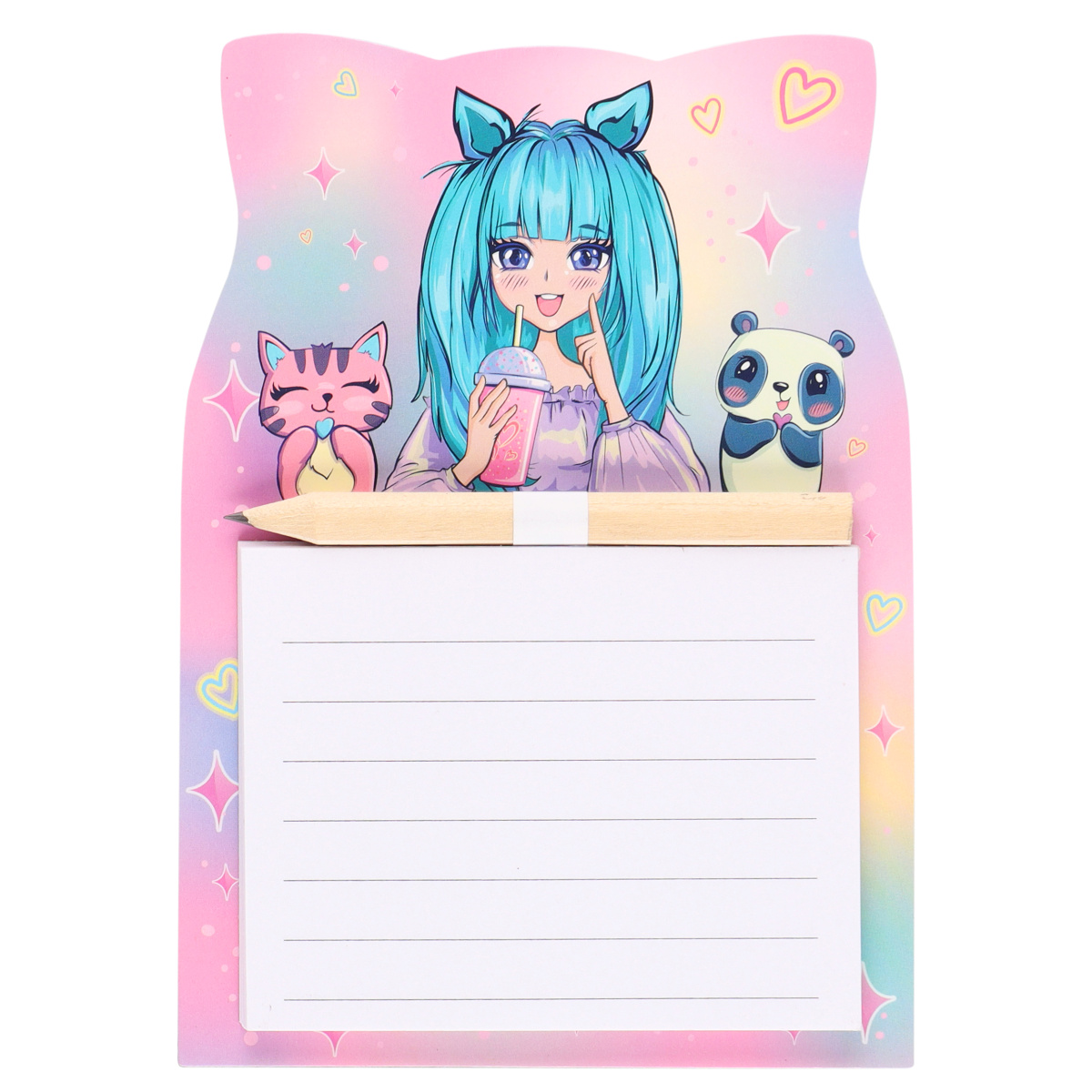 Блок для записей 14*10см 40л склейка на магните 232264 Anime Girl | Магазин канцтоваров и игрушек Львёнок