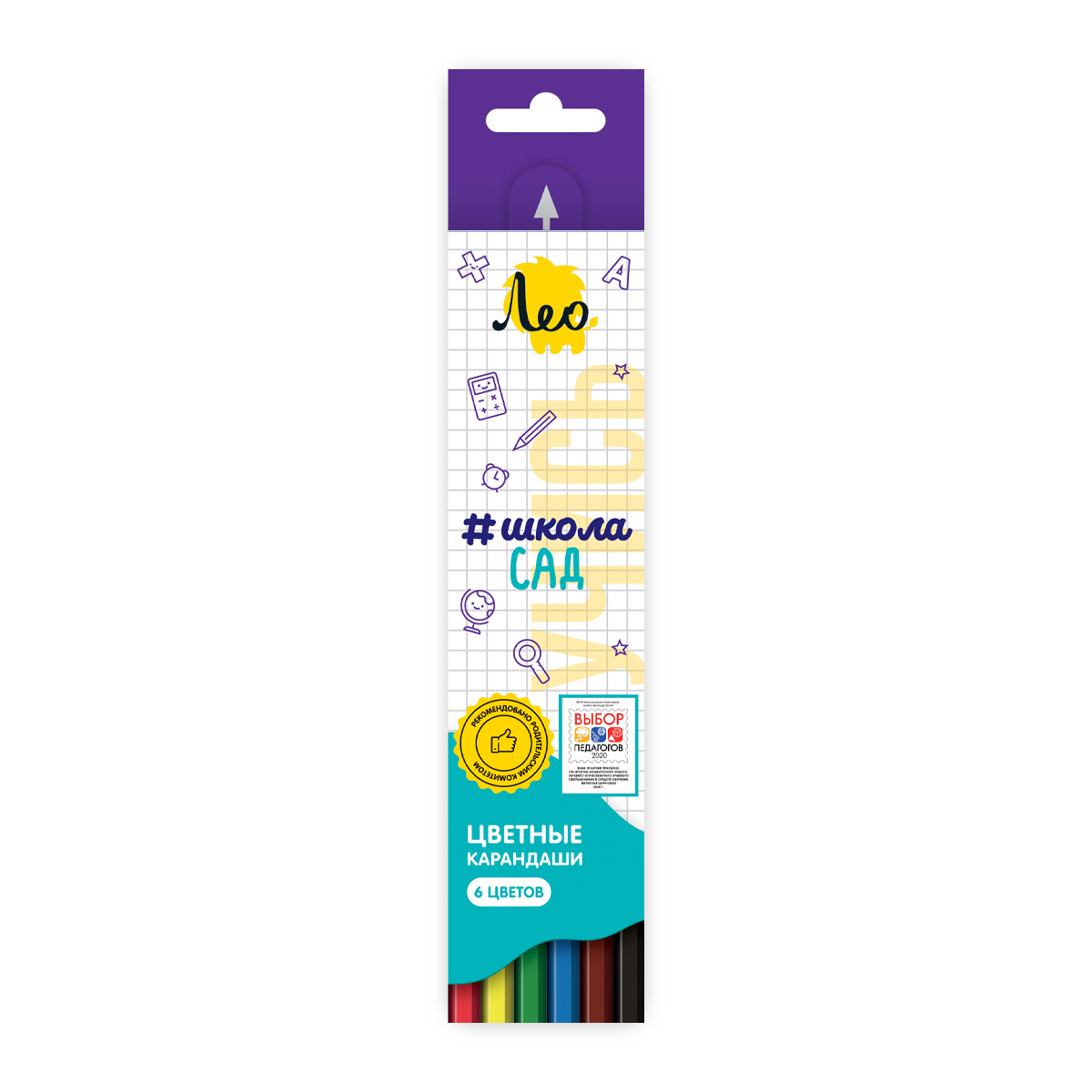 Набор цветных карандашей 6цв "Учись" заточенный LSCP-06 | Магазин канцтоваров и игрушек Львёнок