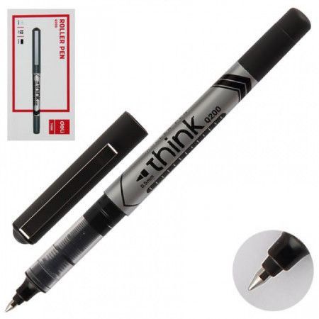 Ручка-роллер 0,5мм однораз EQ20020  черная | Магазин канцтоваров и игрушек Львёнок
