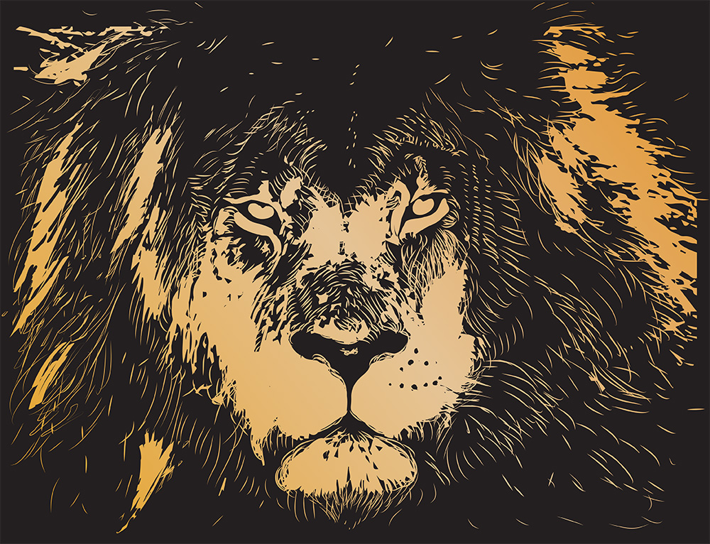 Набор для творчества "Гравюра" 20x25.5см №12 "Царь зверей" (золото) GHK | Магазин канцтоваров и игрушек Львёнок